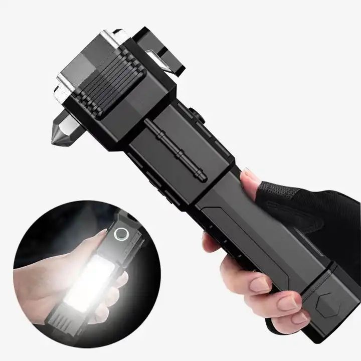 Emergency rechargeable led flashlight magnetic powerful flashlight with window Breaker