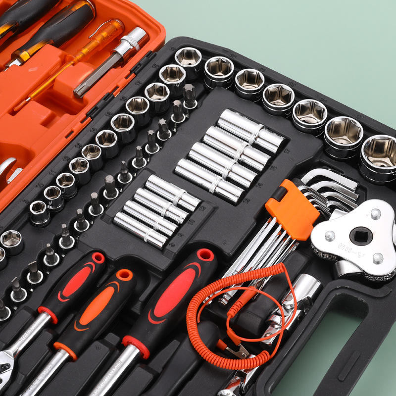121-Piece Socket Wrench Set Chrome Vanadium Steel Home Use Ratchet Wrench Auto Repair Tool Multi-Function Screwdriver Bits