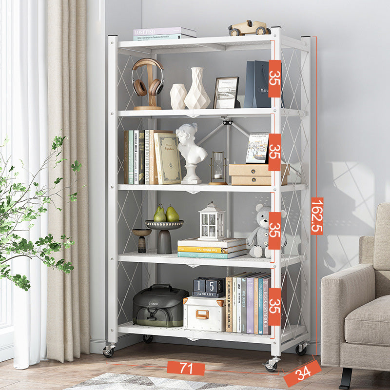 Foldable Metal Rack Kitchen Storage Shelf Home Free Installation Stand Shelf