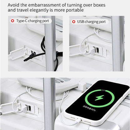 Trolley Suitcase with Cupholder and Usb Charger Carry on Baggage Aluminium Body Luggage