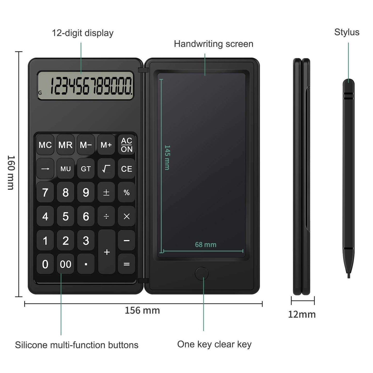 Mini smart Electronic Board Drawing functional basic office calculator with writing pad