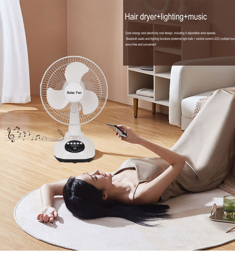 solar fan (High power solar electric fan with mobile phone charging,lighting)