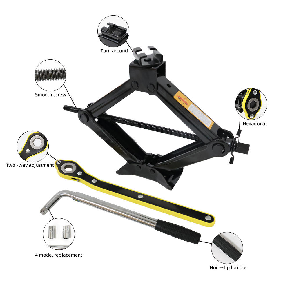 Portable 3-ton Steel Car Jack and Wrench Set
