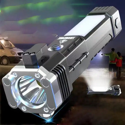Emergency rechargeable led flashlight magnetic powerful flashlight with window Breaker