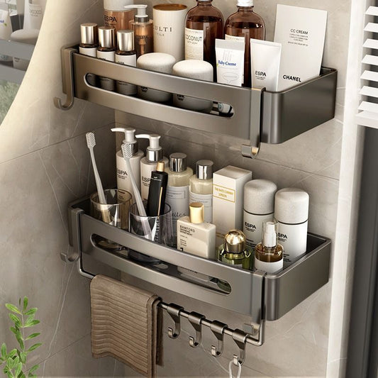 Classic Style Folding Storage Holder Towel Rack Stainless Steel Bathroom Folding Towel Rack Bar With Shelf