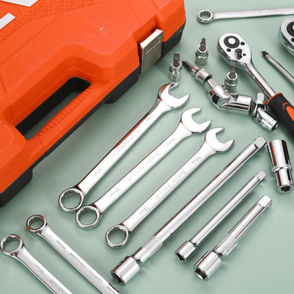121-Piece Socket Wrench Set Chrome Vanadium Steel Home Use Ratchet Wrench Auto Repair Tool Multi-Function Screwdriver Bits