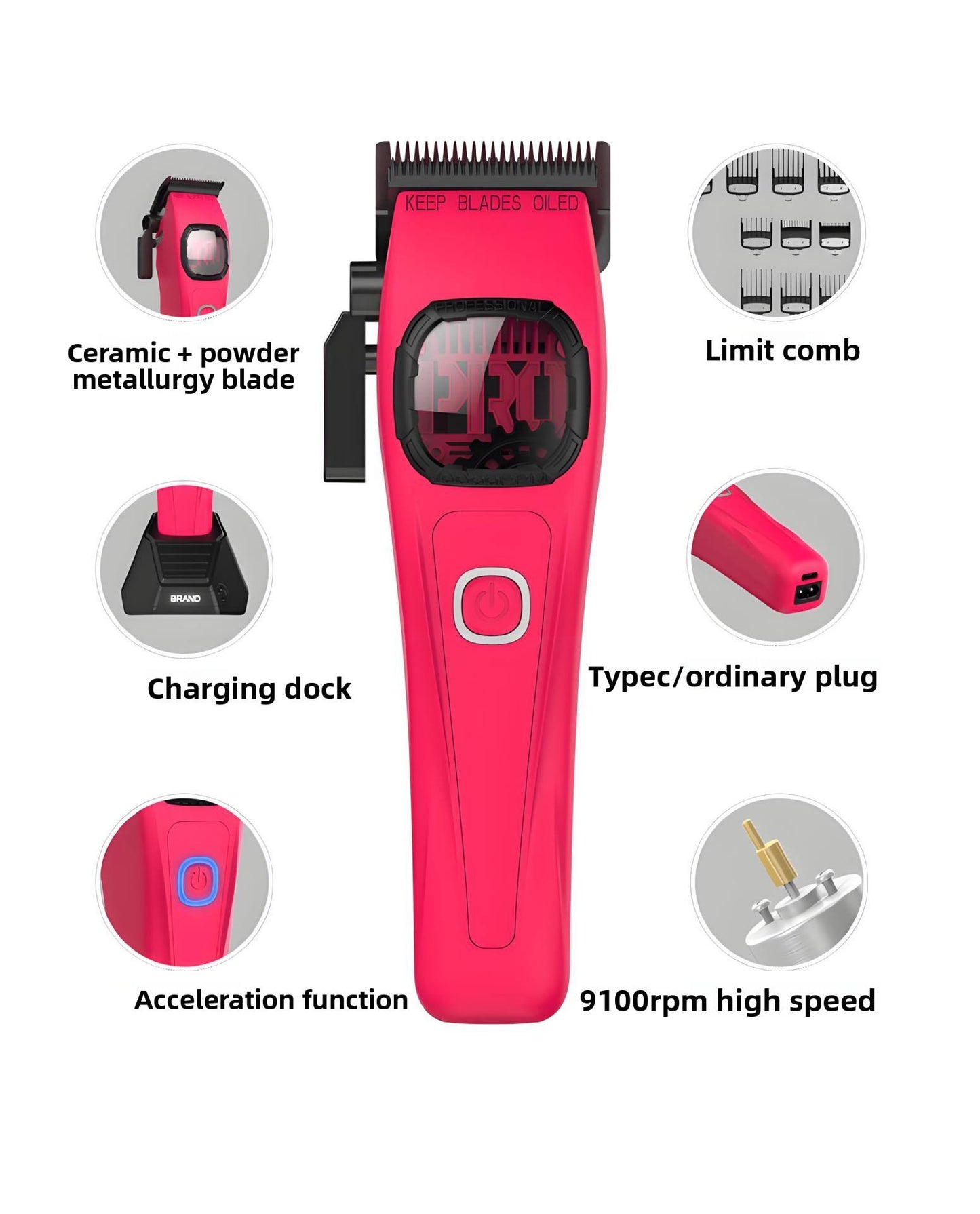 New Premium Electric Hair Clippers Professional 2-Speed Barber