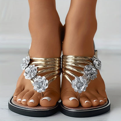 2024 New Floral flat flip flops, outdoor beach slippers