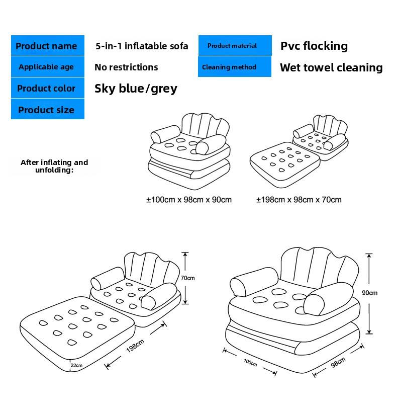 Modern Design Foldable Inflatable Couch for Outdoor Camping Air Sofa