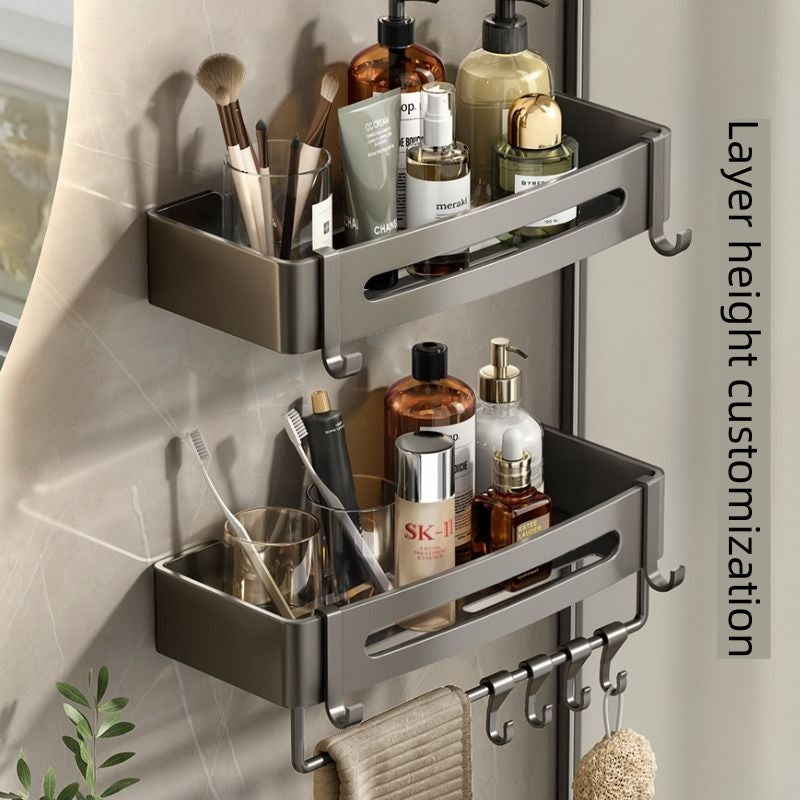 Classic Style Folding Storage Holder Towel Rack Stainless Steel Bathroom Folding Towel Rack Bar With Shelf