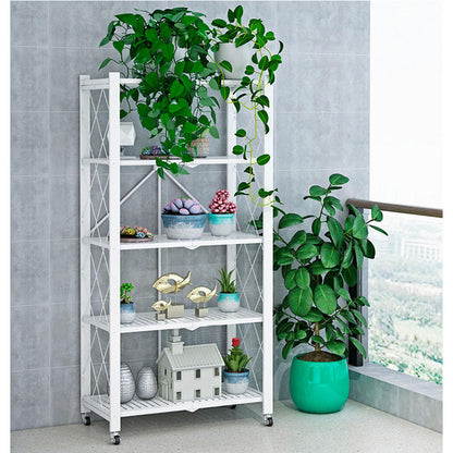 Foldable Metal Rack Kitchen Storage Shelf Home Free Installation Stand Shelf