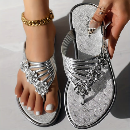 2024 New Floral flat flip flops, outdoor beach slippers