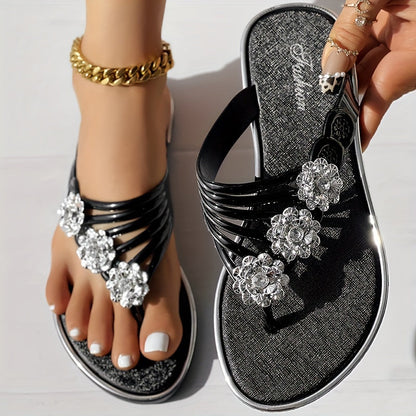 2024 New Floral flat flip flops, outdoor beach slippers
