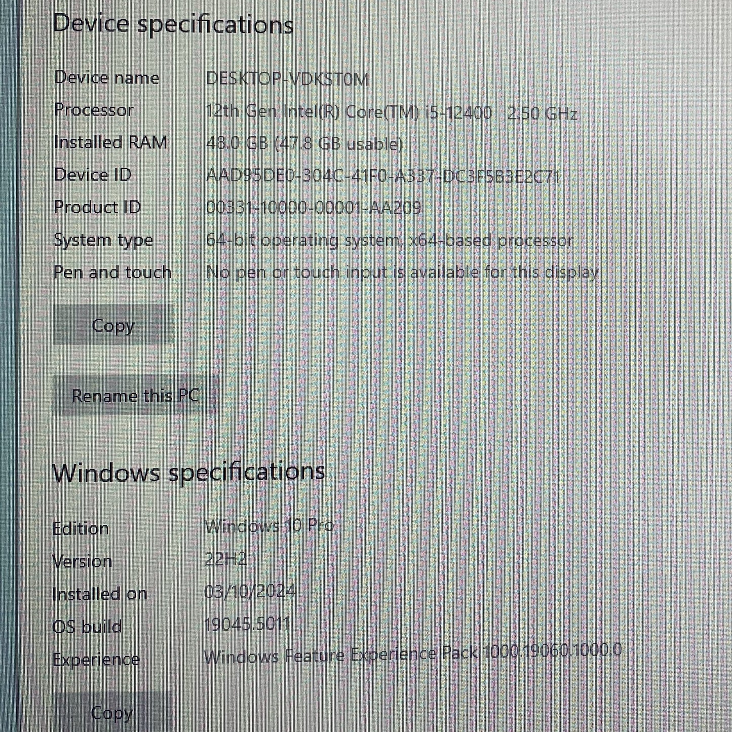 All New Desktop Computer 48GB Intel Core I5 12400 SSD 500GB With 24 Inch Screen Suit