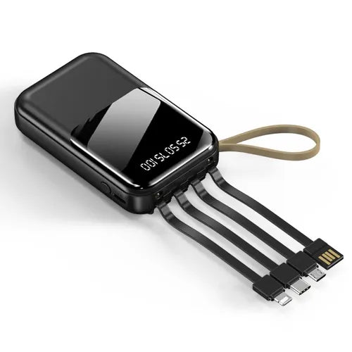 Mini Portable charger Powerbank 10000mah LED Display Built-in cable Power Bank 10000mAh