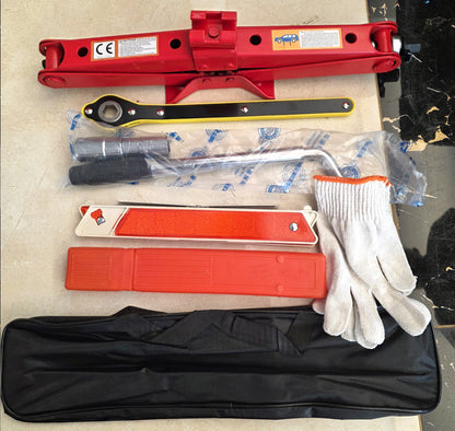 Portable 3-ton Steel Car Jack and Wrench Set