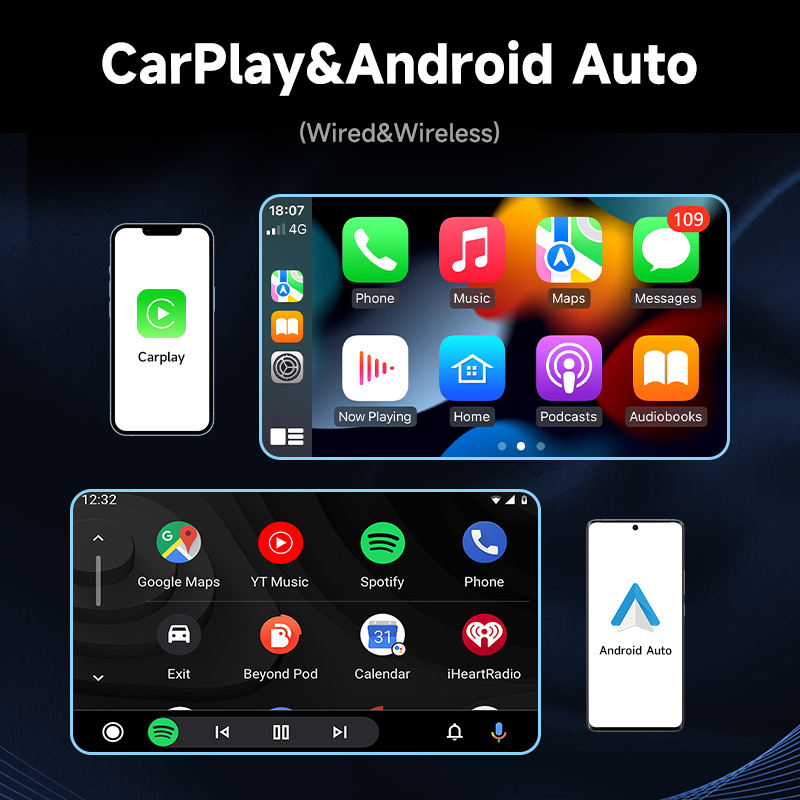 Universal Car Multimedia Player 10.26 inch HD Touch Screen CarPlay Android Auto Stereo Car Video DVD Play