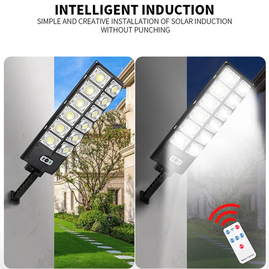 504LED Solar Street Light Double Row Solar Garden Light Induction Wall Lamp Outdoor Lighting