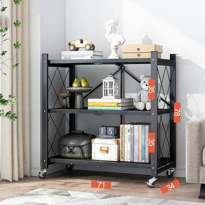 Foldable Metal Rack Kitchen Storage Shelf Home Free Installation Stand Shelf