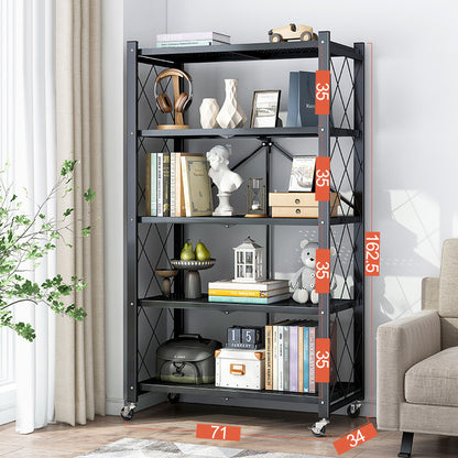 Foldable Metal Rack Kitchen Storage Shelf Home Free Installation Stand Shelf