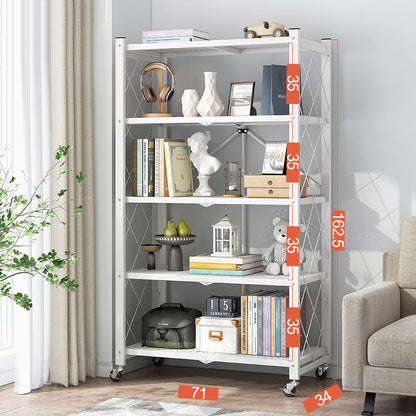 Foldable Metal Rack Kitchen Storage Shelf Home Free Installation Stand Shelf