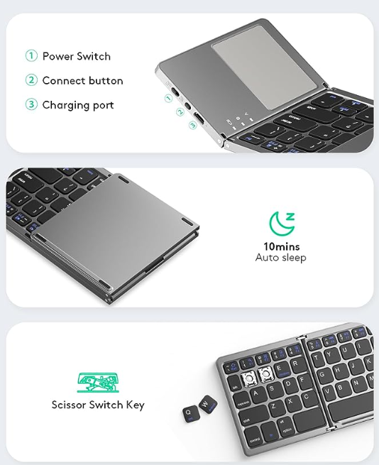 Mini Wireless Foldable bt portable folding Keyboard